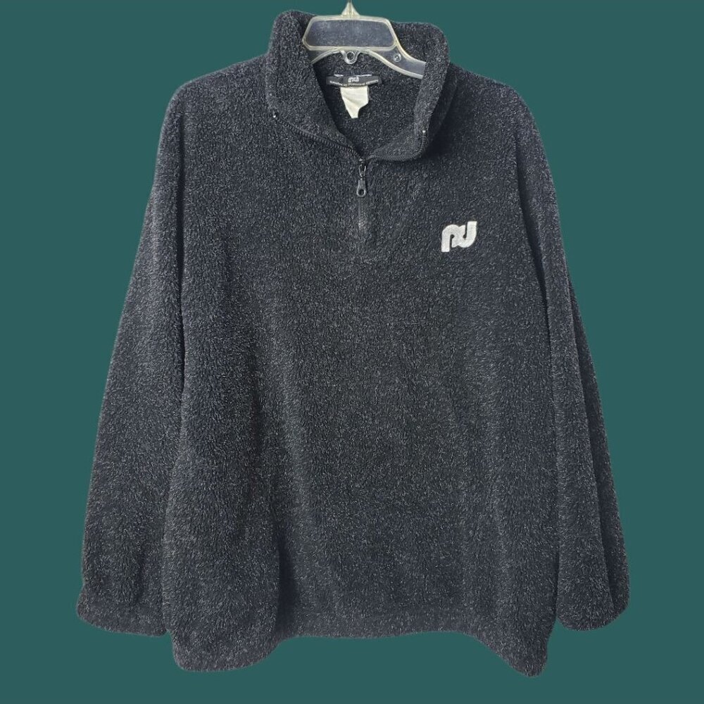 Porsche Design Vtg Pullover Sweater W/ Quarter-Zip & Embroidered Logo Blk Large